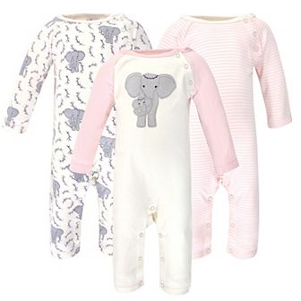 Touched by Nature Baby Girl Organic Cotton Coveralls 2 pk Girl Elephant