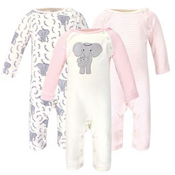 Touched by Nature Baby Girl Organic Cotton Coveralls 2 pk Girl Elephant