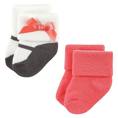 Luvable Friends Infant Girl Newborn and Baby Terry Socks, Leopard