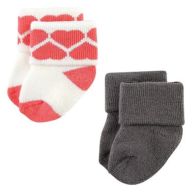 Luvable Friends Infant Girl Newborn and Baby Terry Socks, Leopard