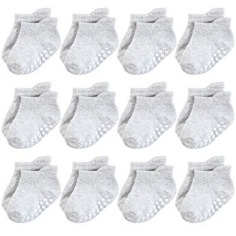 Hudson Baby Unisex Baby Non-Skid No-Show Socks, Gray