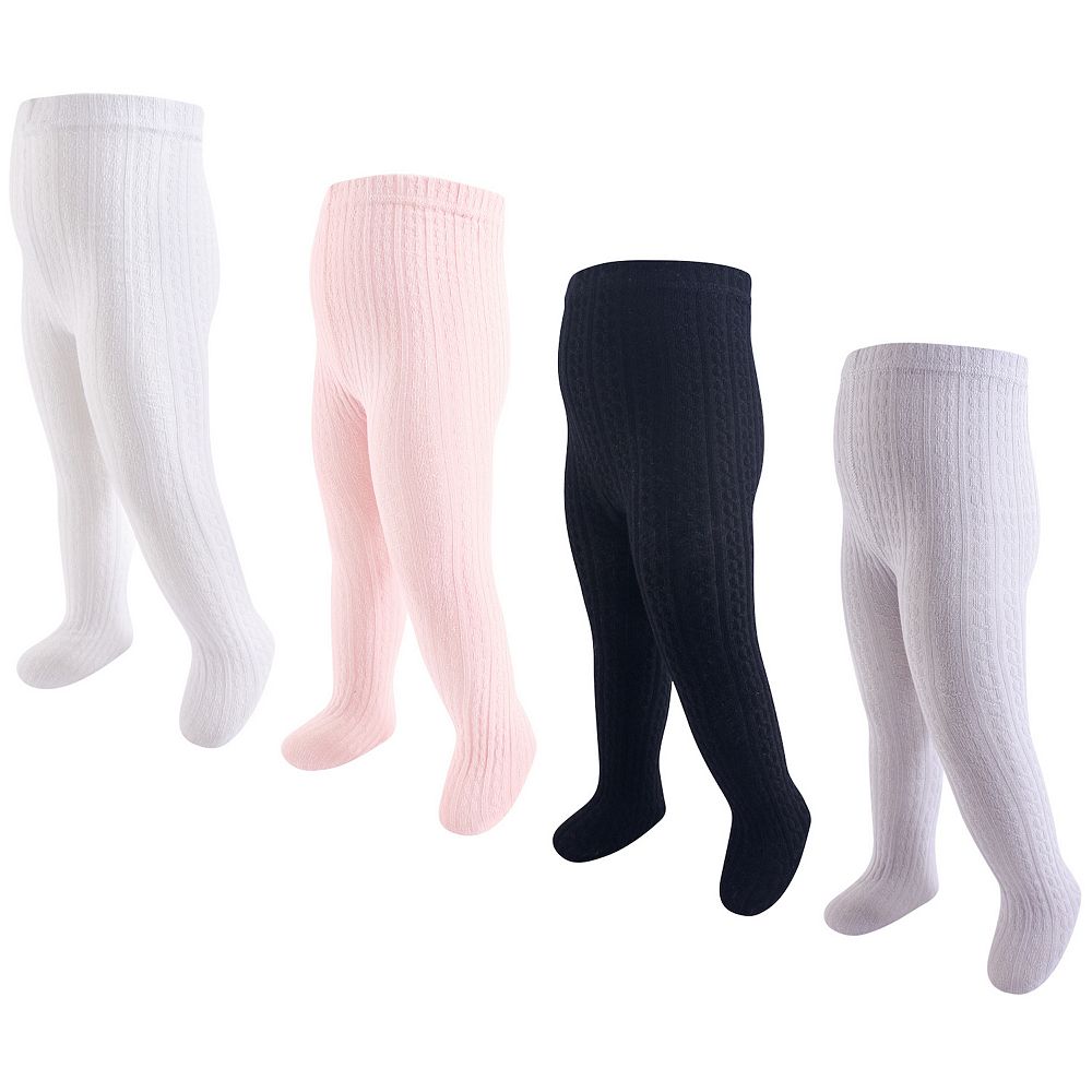 CutecWalk by Babyhug Cotton Knit Anti Bacterial Footed Tights With Floral Design - Light Pink