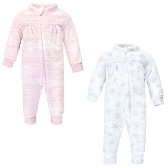 Hudson Baby Infant Girl Plush Jumpsuits, Snowflakes