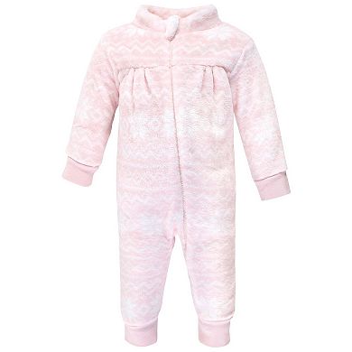Hudson Baby Infant Girl Plush Jumpsuits, Snowflakes