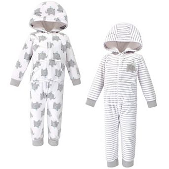 Hudson Baby Toddler Fleece Jumpsuits, Coveralls, and Playsuits 2 pk Elephants