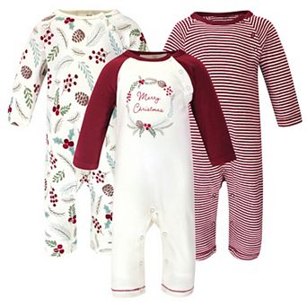 Touched by Nature Baby Girl Organic Cotton Coveralls 3 pk Holly Berry