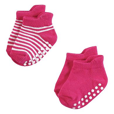Hudson Baby Infant Girl Non-Skid No-Show Socks, Pink Lilac