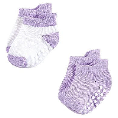 Hudson Baby Infant Girl Non-Skid No-Show Socks, Pink Lilac