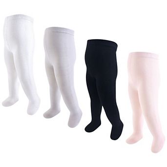 Hudson Baby Infant and Toddler Girl Cotton Rich Tights, Light Pink Black, 9-18 Months