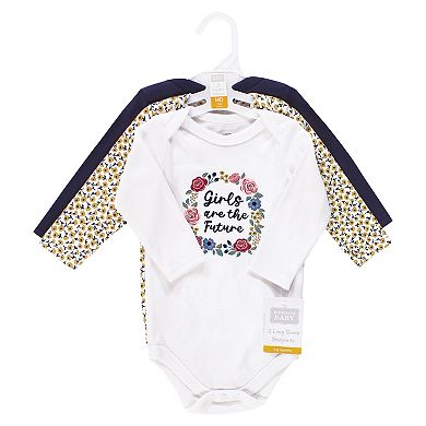 Hudson Baby Infant Girl Cotton Long-Sleeve Bodysuits, Girls Are The Future