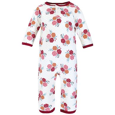 Hudson Baby Infant Girl Premium Quilted Coveralls, Autumn Rose