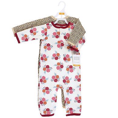 Hudson Baby Infant Girl Premium Quilted Coveralls, Autumn Rose