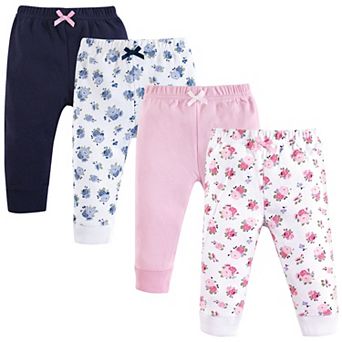 Luvable Friends Baby and Toddler Girl Cotton Pants 4 pk Floral