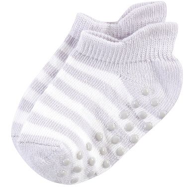 Touched by Nature Baby and Toddler Girl Organic Cotton Socks with Non-Skid Gripper for Fall Resistance, Pink Black