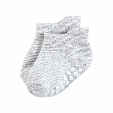 Hudson Baby Unisex Baby Non-Skid No-Show Socks, Gray, 2-4 Toddler