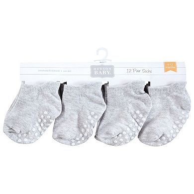 Hudson Baby Unisex Baby Non-Skid No-Show Socks, Gray, 2-4 Toddler