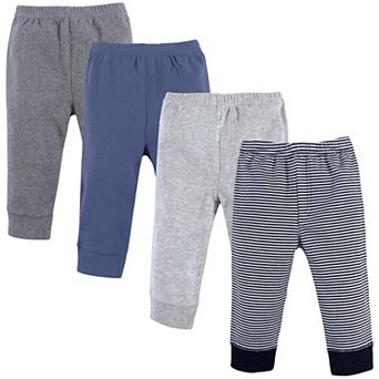 Luvable Friends Baby and Toddler Boy Cotton Pants 4 pk Black Stripe 4-Pack