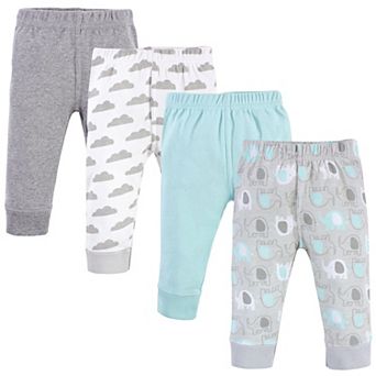 Luvable Friends Baby and Toddler Boy Cotton Pants 4 pk Boy Basic Elephant