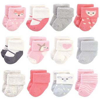 Infant Girl Cotton Rich Newborn and Terry Socks, Girl Woodland, 0-3 Months