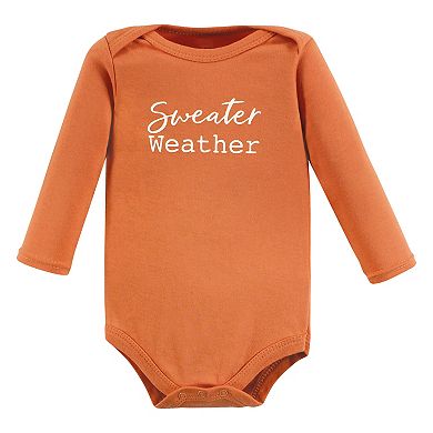 Hudson Baby Infant Girl Cotton Long-Sleeve Bodysuits, Happy Fall 7-Pack