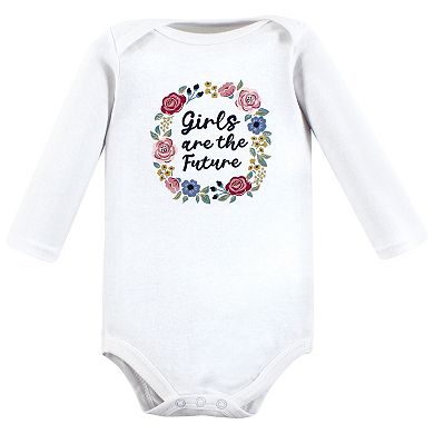 Hudson Baby Infant Girl Cotton Long-Sleeve Bodysuits, Girls World 7-Pack