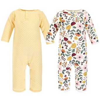 Hudson Baby Infant Girl Premium Quilted Coveralls, Fall Botanical
