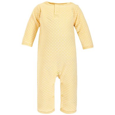 Hudson Baby Infant Girl Premium Quilted Coveralls, Fall Botanical