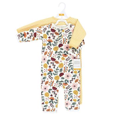 Hudson Baby Infant Girl Premium Quilted Coveralls, Fall Botanical