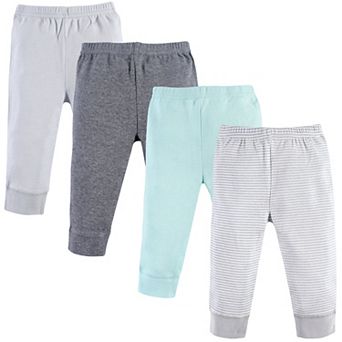 Luvable Friends Baby and Toddler Cotton Pants 4 pk Light Gray Stripe
