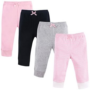Luvable Friends Baby and Toddler Girl Cotton Pants 4 pk Light Pink Stripe