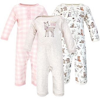 Hudson Baby Infant Girl Cotton Coveralls 3 pk Enchanted Forest