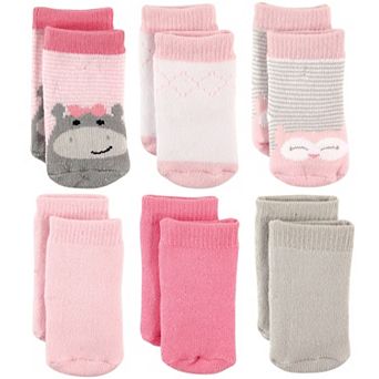 Luvable Friends Baby Girl Newborn and Baby Socks Set, Hippo