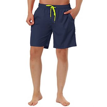 Men's Summer Holiday Beach Solid Color Drawstring Surfing Mesh Lining Swim Shorts