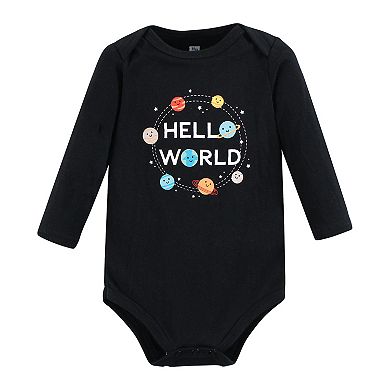 Hudson Baby Unisex Baby Cotton Long-Sleeve Bodysuits, Happy Planets 7-Pack