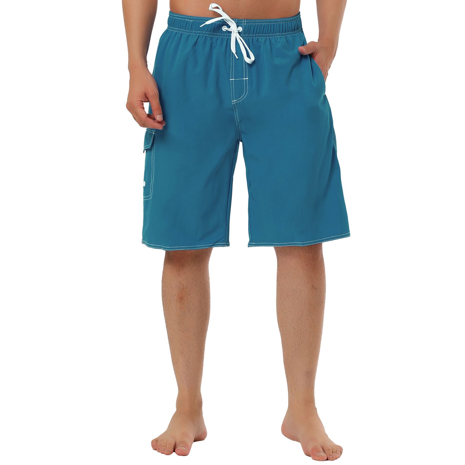 Kohls Mens Swim Shorts Blue XL Teal Pockets Elastic Waist Mesh Brief  Boardshorts