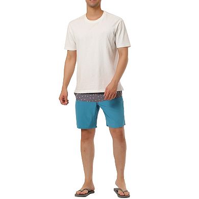 Men's Summer Casual Drawstring Color Block Printed Swim Board Shorts
