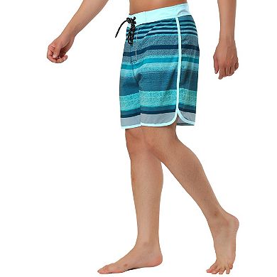 Striped Drawstring Elastic Board Shorts