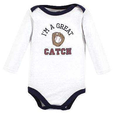 Hudson Baby Unisex Baby Cotton Long-Sleeve Bodysuits, Sports Stripes