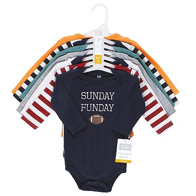 Hudson Baby Unisex Baby Cotton Long-Sleeve Bodysuits, Sports Stripes