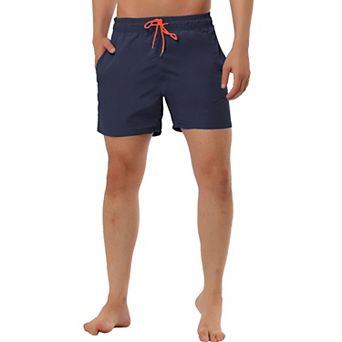 Men's Summer Casual Solid Color Mesh Lining Drawstring Waist Swimwear Shorts