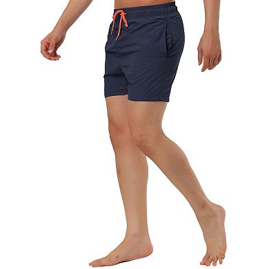 Men's Summer Casual Solid Color Mesh Lining Drawstring Waist Swimwear Shorts