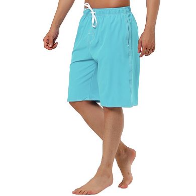 Men's Summer Casual Solid Color Drawstring Elastic Waist Beach Board Short