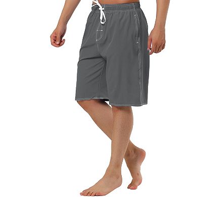 Men's Summer Casual Drawstring Elastic Waist Solid Beach Board Shorts