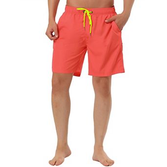 Men's Casual Solid Color Drawstring Waist Surfing Mesh Lining Beach Swim Shorts
