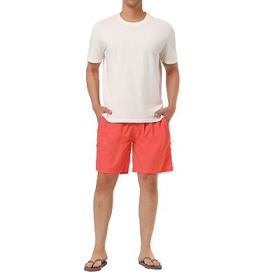 Men's Casual Solid Color Drawstring Waist Surfing Mesh Lining Beach Swim Shorts