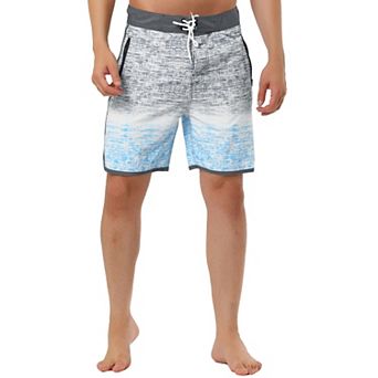 Men's Summer Drawstring Contrast Color Printed Beach Boardshorts