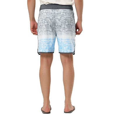 Men's Summer Drawstring Contrast Color Printed Beach Boardshorts