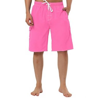 Men's Summer Casual Solid Drawstring Elastic Waist Beach Pool Board Shorts