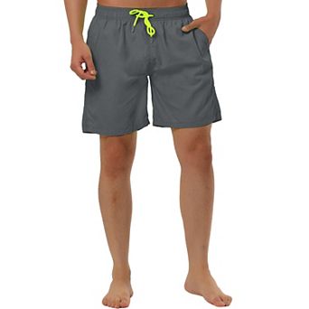 Men's Solid Beach Drawstring Surfing Mesh Lining Board Shorts