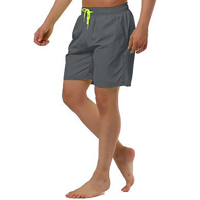 Men's Solid Beach Drawstring Surfing Mesh Lining Board Shorts